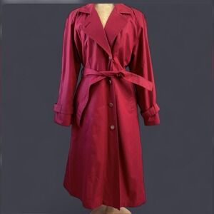 Vintage London Fog Trench Coat Women 4 Petite Red Overcoat Chic Minimalist OOAK